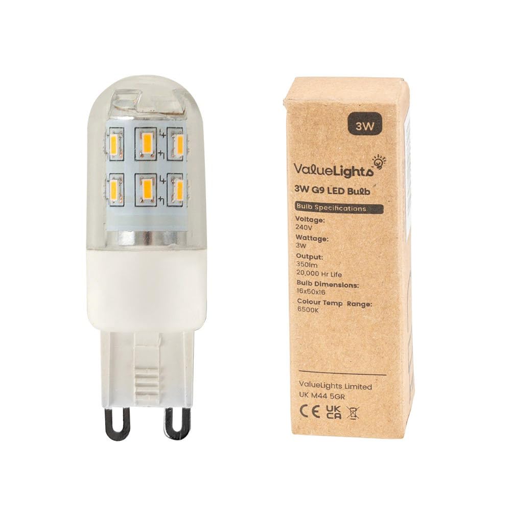 Valuelights G9 Warm White 3000K Capsule Led Light Bulbs 3W 10 Pack