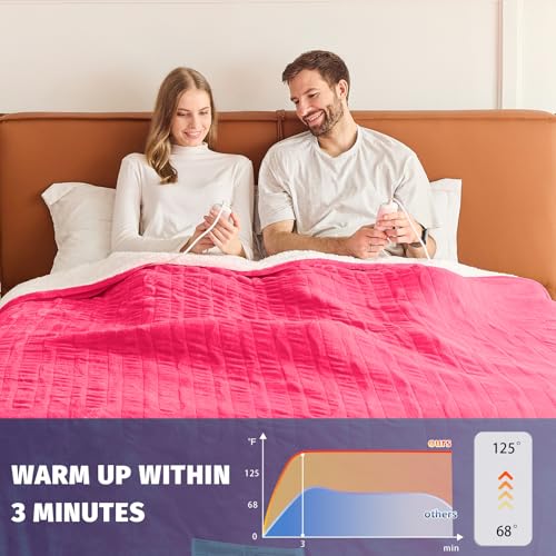 King Size Heated Electric Blanket - 90" x 108" with Dual Control, 10 Heating Levels & 8 Hours Auto Off, Soft Warm Flannel Gifts with Over-Heat Protection, ETL & FCC Certified
