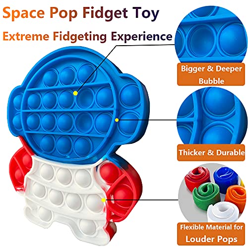 Formemory Pop It Fidget Toys, Pop Its For Boys & Girls With Bigger & Deeper Bubble, Thicker & Louder Fidget Poppers Pack, Space Theme Autism Sensory Toys For Kids Adults (Rocket+Astronaut 2-Pack) #TOP1