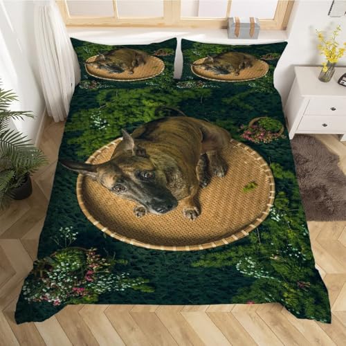 Housse couette microfibre douce 240 x 260 chien de berger avec fermeture éclair