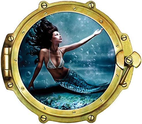 Peel & Stick Wall Decal Window Views Mermaid (24 in x 21.5 in)