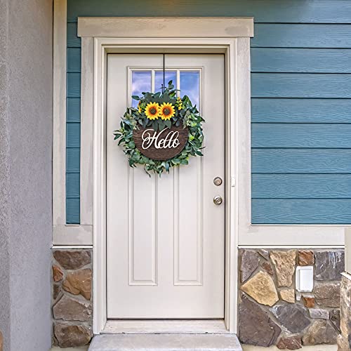 Hello Sign Welcome Wreaths For Front Door Decor, Wooden Rustic Welcome Sign Door Wreath, Fall Wreaths For Front Door, Front Porch And Housewarming Gift #TOP1