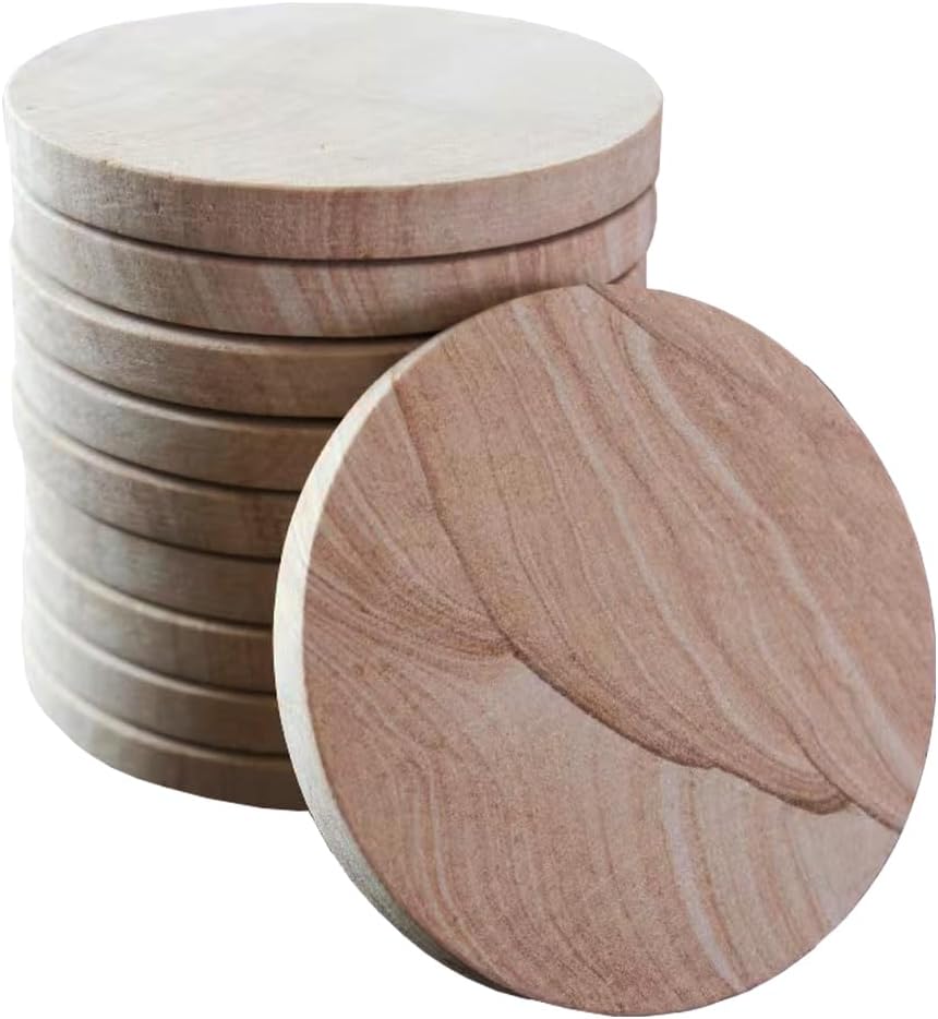 Coaster Stone Absorbent Stone Coasters, 41/4Inch, Greek
