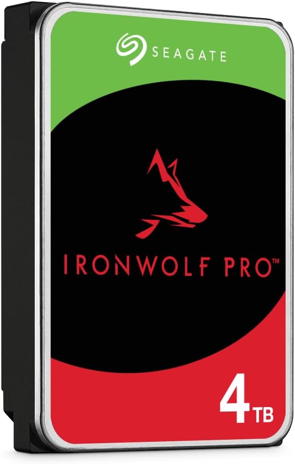 Seagate IronWolf Pro 4 TB NAS Internal Hard Drive HDD – 3.5 Inch SATA 6 Gb/s 7200 RPM 128 MB Cache for RAID Network Attached Storage, Data Recovery Rescue Service (ST4000NE0025)