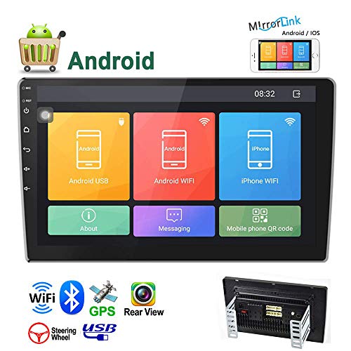 Camecho Android Double Din Car Stereo 10.1'' HD 2.5D Touch Screen GPS Navigation