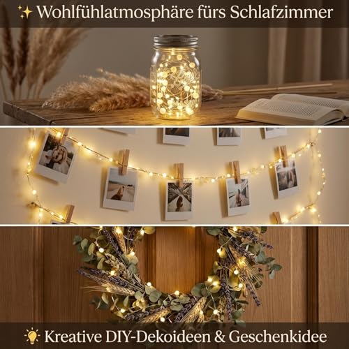 Afaiup Lichterkette Perlen, 2m 20 LED lichterkette innen batterie mit Timer – Ansicht 4