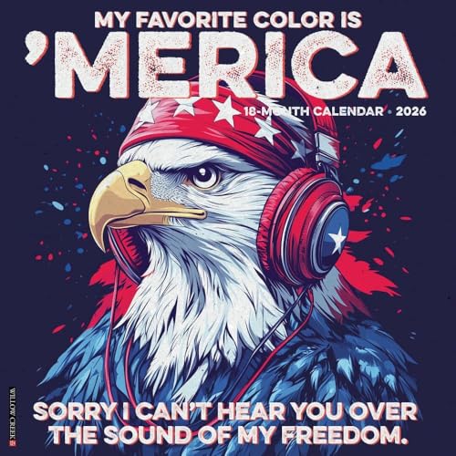 Willow Creek Press, My Favorite Color is Merica 2026 Wall Calendar, 12'' X 12'', 18-Month Calendar with Stapled Binding