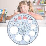 PARTSPOWER 2 Packs Multifunctional Round Circles Drawing Tool Stencil Template, 1-15MM Semi-Diameter Protractor-Free Circles Draft Template for School