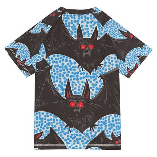 Boys Swing Shirts Bat Monster Blue Drop Rashguard Short Sleeve Kids T-Shirts Sun UPF 50+2