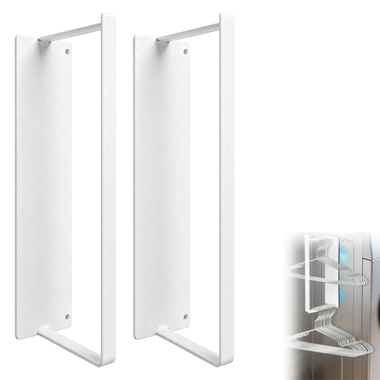 Magnetic Hanger Organizer Space Saving Magnetic Hangers Holder for Dryer/Washing Machine (2, White)