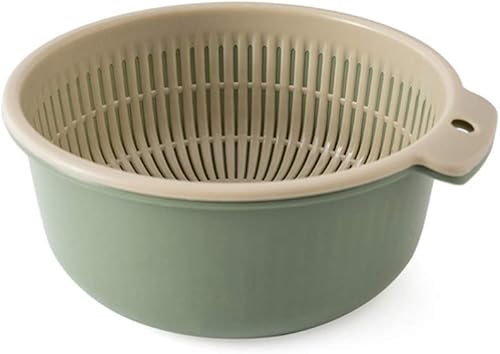 Hemoton Colador de fregadero 2 en 1, colador de cocina, colador de frutas para limpiar verduras, fideos, tamaño S (verde)