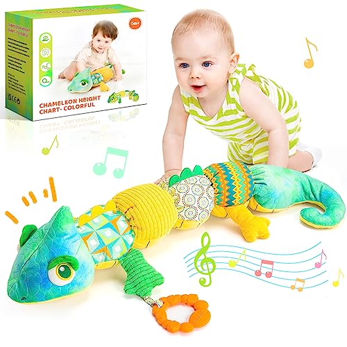 faentwc Baby Christmas Toys 0-12 Months Infant Stuffed Animal Musical Toy with Teether, Rattle & Crinkle - Montessori Sensory Toy for 3-6-18 Month Boy Girl Xmas Gifts Activity for Tummy Time Newborn