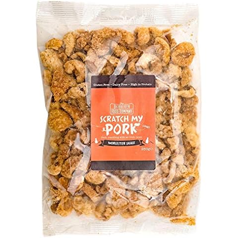 Scratch My Pork Bulk Pork Crackling - Worcester Sauce, Gluten Free Pork Scratchings - 100% Pork Rinds - Low Carb High Protein Pub Snacks - 250g Bag by The Skibbereen Food Co Cover