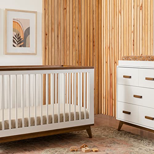 Babyletto Scoot 3-In-1 Convertible Crib With Toddler Bed Conversion Kit In White And Natural Walnut, Greenguard Gold Certified #TOP7