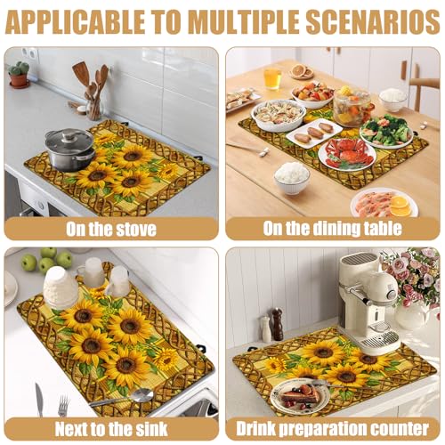 Image of Sunflower Stove Top Covers for Electric Stove, Electric Gas Stove Pad Heat Resistant Range Cooktop Protector for Home Decor Kitchen 28 inchx20 inch