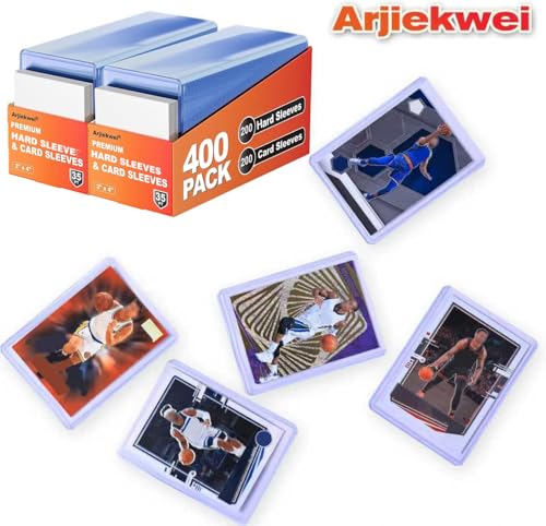 Image of 1000 Card Sleeves Top Loaders for Cards, Arjiekwei 3 inchX4 inch Baseball Cards Protectors Hard Plastic, Premium Toploaders Holder for Trading Sports Football Game Card(500 Top Loaders + 500 Penny Sleeves)