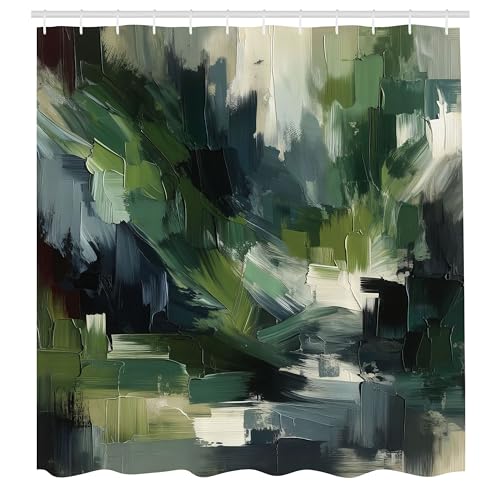 ABAKUHAUS Dunkelgrün Duschvorhang, Einfaches abstraktes Gemälde von...