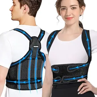 Back Brace Posture Corrector for Women & Men: Adjustable Full Back Support, Shoulder Straightener, Upper & Lower Back Pain Relief - Scoliosis, Hunchback, Hump, Thoracic, Spine Corrector (Medium)