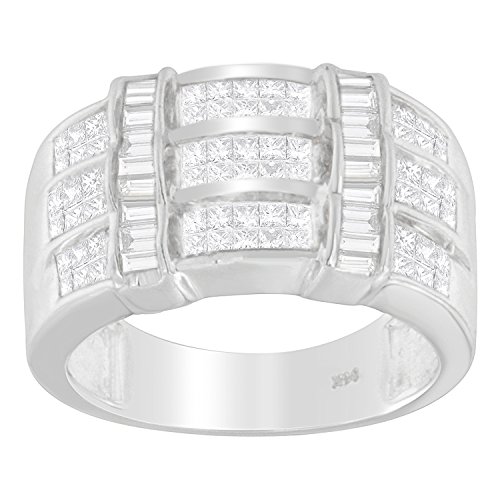 Original Classics 14K White Gold Baguette and Princess Cut Diamond Ring (1.00 Cttw, H-I Color, SI1-SI2 Clarity) - Size 6-3/4