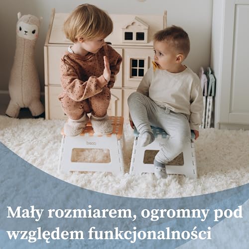 Bisoo SkładanyTaboret dla Dzieci – Antypoślizgowy Stopień Stołek do Toalety łazienki i Kuchni – Składany Przenośny i Poręczny Podnóżek Dziecięcy - 22 cm (Niebieski)