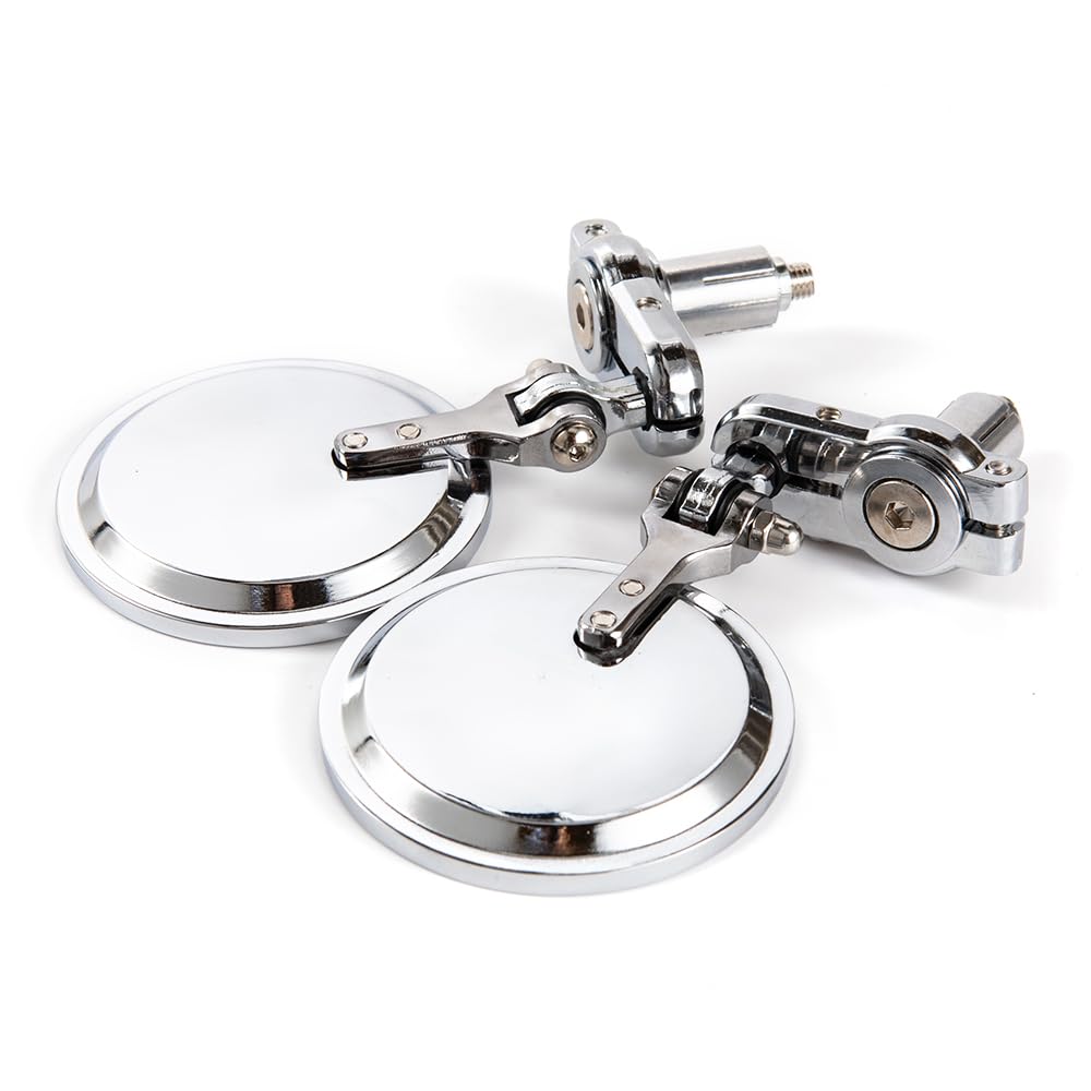 7/8" 22 mm Cromato Specchietti Manubrio Moto Alluminio CNC Girevole 360° Specchietto Moto Manubrio Cromati
