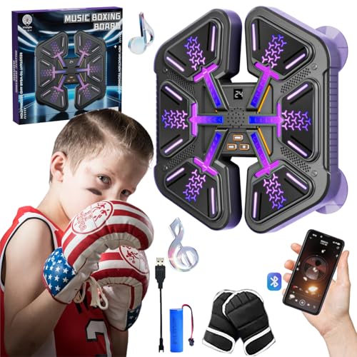 Junbinwon&NP 2025 Music Boxing Machine New Upgrade with Leather Boxing Gloves, Boxing Wall Mounted, Boxing Training Punching Equipment for Kids Boxing Workout Equipment Target for Home, Office, Gym