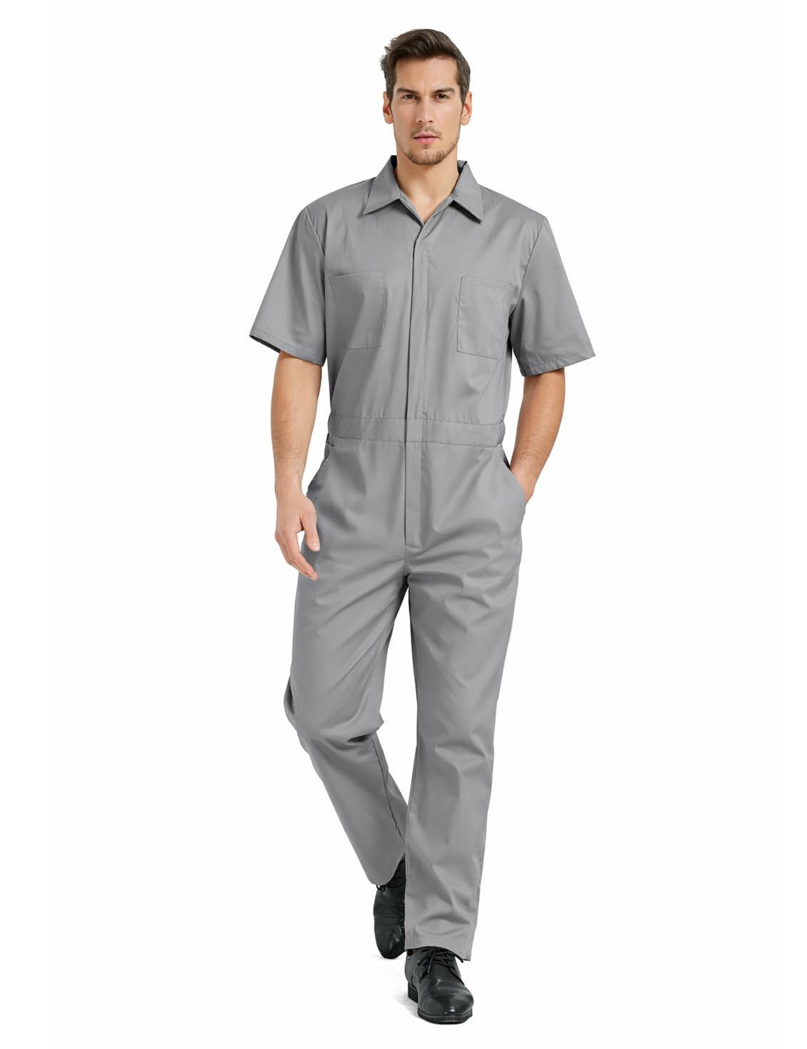TopTie Tuta da Lavoro a Maniche Corte da Uomo Leggera con Elastico in Vita Salopette da Lavoro Uomo