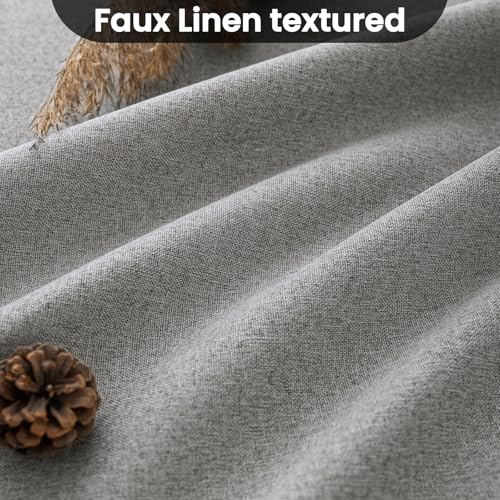Image of COSVIYA 100% Blackout Dove Grey Linen Curtains & Drapes 63 Inch Length | Light Blocking Full Room Darkening Grommet Insulated Thermal Window Panels for Bedroom /Living Room,52x63 inches,2 Panels