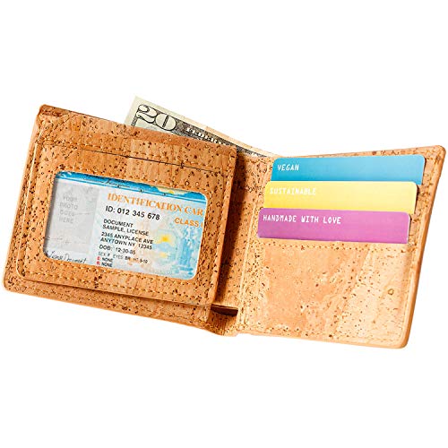 Cork Passcase Wallet – Non-Leather Bifold Wallet – Men’s Wallet - RFID Blocking-Vegan Leather–Eco Friendly-Brown3