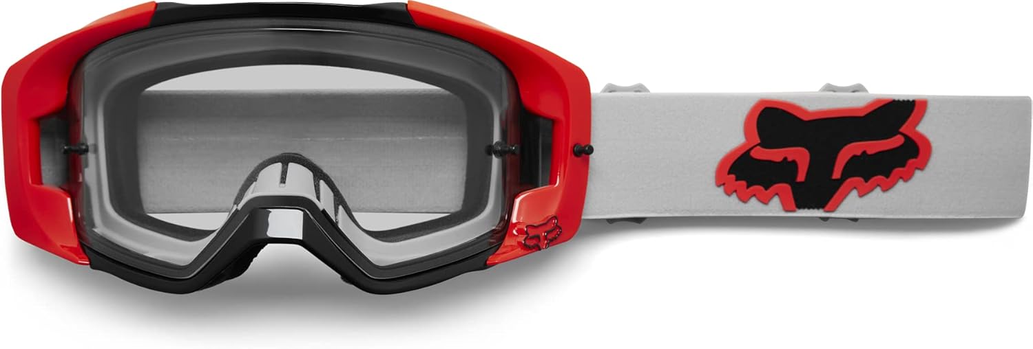 Fox Racing Vue Motocross Goggle, Stray Grey/Red - Clear Lens