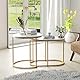 sogesfurniture Couchtisch 2er-Set, Wohnzimmertisch Beistelltisch Sofatisch Kaffeetisch Satztisch mit Marmormuster, Golden Metallrahmen für Wohnzimmer, Balkon, Weiß