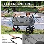 EVER ADVANCED Bollerwagen für 2 Kinder Faltbar mit Dach, Kinderwagen 2x5 Punkt Sicherheitsgurt mit Wickelrucksack, Bollerwagen mit Sitz, Handwagen Transportwagen, Ziehen & Schieben, Fußbremse
