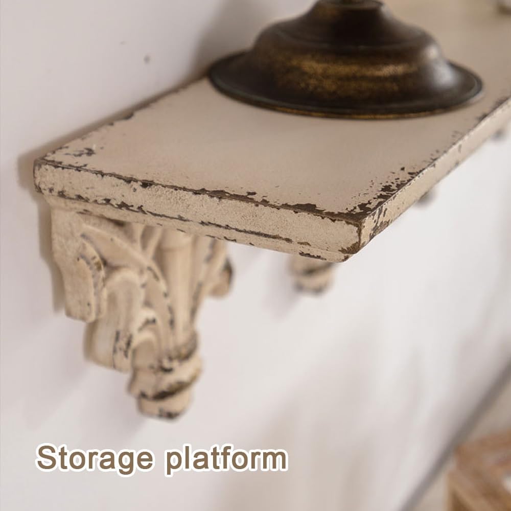 Wooden Floating Shelves, Exquisite Decorative Wall Shelves, Vintage Distressed Hanging Storage Rack, Multifunctional Storage Shelves for Entryways, Living Rooms(61.5cm-24.2in)