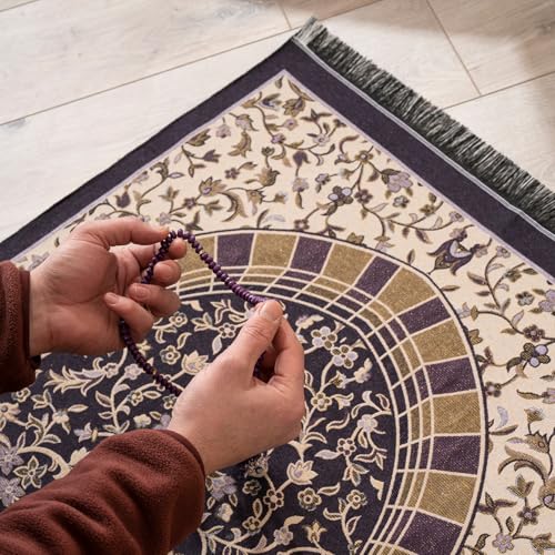 Tapete de oración musulmán con cuentas islámicas color púrpura miniatura 5