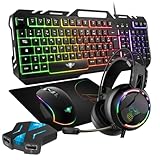 Spirit Of Gamer, Pack Clavier Souris Casque Gamer Filaire RGB + Convertisseur Mannette PS4/PS3/Switch 1 & 2