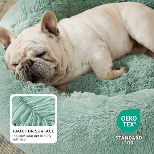 Image of Bedsure Calming Dog Bed Medium Size Dog Donut Washable Pet Bed,30ins Apple Green