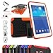 Mama Mouth Shockproof Heavy Duty Combo Hybrid Rugged Dual Layer Grip Cover with Kickstand For Samsung Galaxy Tab 3 Lite / Tab E 7.0 T110 T111 T113 T115 T116(With 4 in 1 Free Gift Packaged),Orange