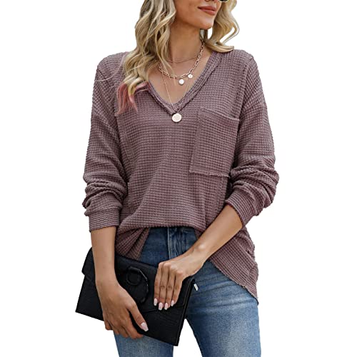 Blusa de Malha Solta Waffle Lavável na Máquina Fibra de Poliéster Amigável para a Pele Aconchegante