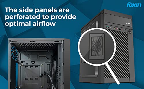 Image of Foxin PACE Desktop Computer Case /PC Cabinet - with Steel Metal Body | ATX Motherboard Compatible | Color Metallic Black