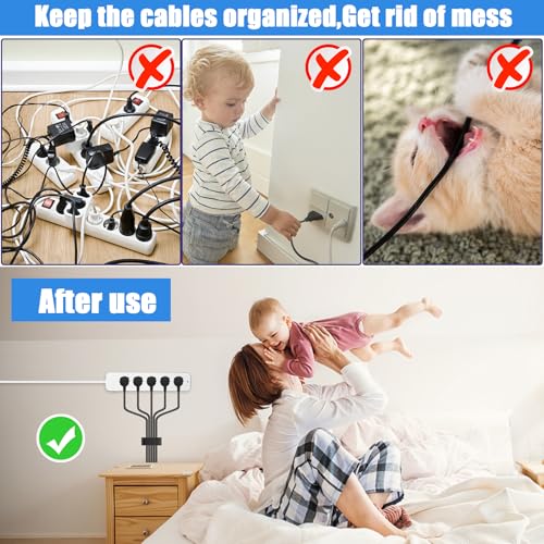 50 Clips para Cable, Clips Autoadhesivos para Gestión de Cables, Negro | Organizador de Cables y Soporte para Cables de TV y Ethernet para Escritorio en Casa u Oficina miniatura 6
