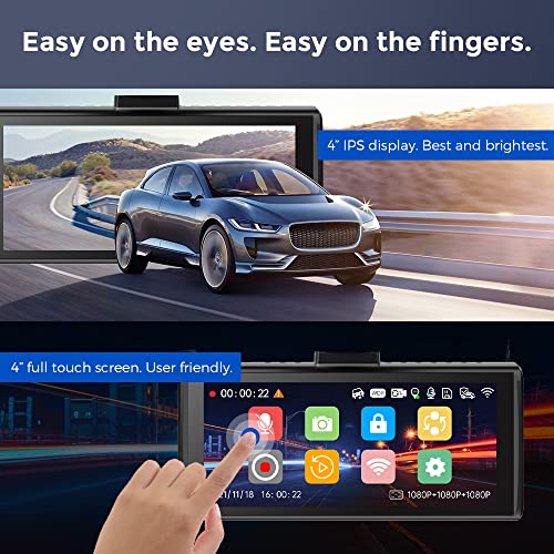 3 canais Dash Cam 2160P Car DVR Camera Build-in 128GB eMMC Wifi GPS 24H Monitor de estacionamento Au