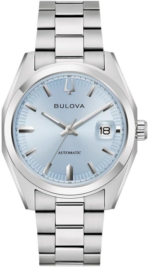 Bulova Surveyor Automatic Light Blue Dial Stainless Steel Bracelet Watch 39mm – 96B469