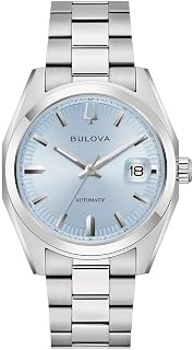 Bulova Surveyor 오토매틱 라이트 블루 다이얼 스테인리스 스틸 팔찌 시계 39mm - 96B469