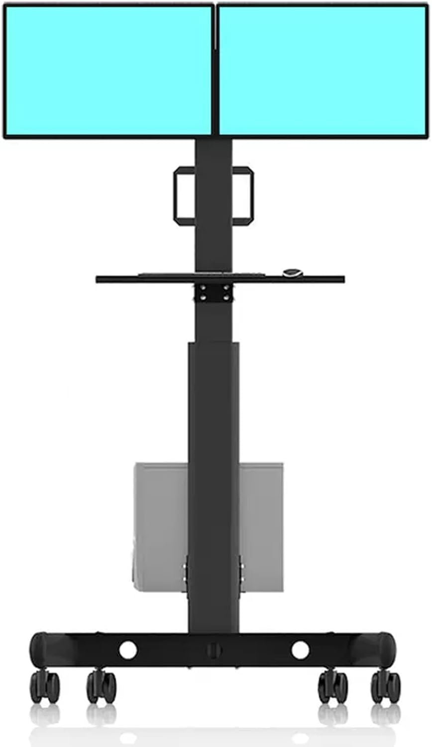 Standing Computer Cart,Dual Monitor Mobile Standing Desk, Rolling Sit Stand Workstation – for 2 Monitors (17)