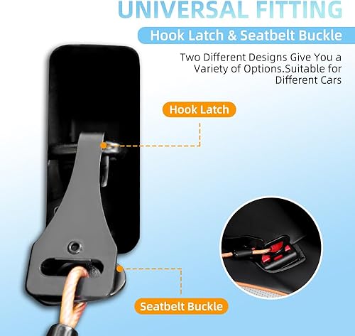 Miniatura 9 de MiaoChuai - Arnés de cinturón de seguridad 3 en 1 para perro, correa de cable de acero a prueba de mordeduras con hebilla y clip de alta