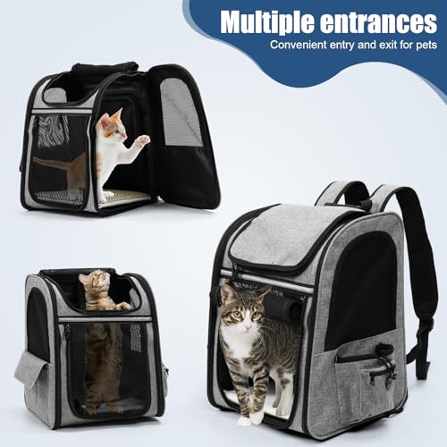 Mochila para gatos extensible con correa interior de seguridad y diseño plegable 5