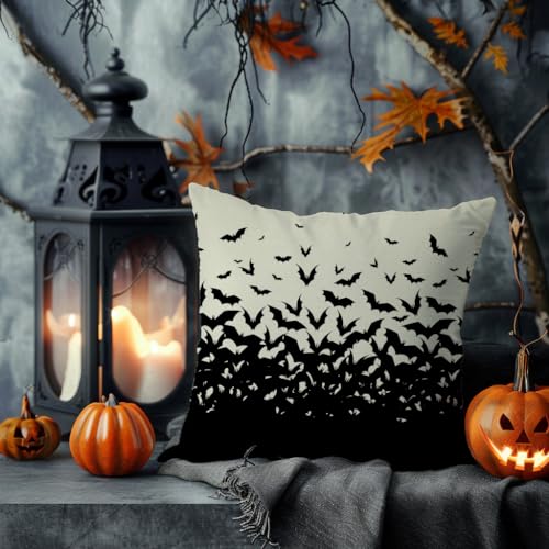 Pandicorn PP-421-18 Black Bats Halloween Pillow Covers 18X18 Set Of 2 Horror Spooky Creepy Halloween Decorations Indoor Outdoor Decorative Throw Pillows Cushion Cases thumb #4