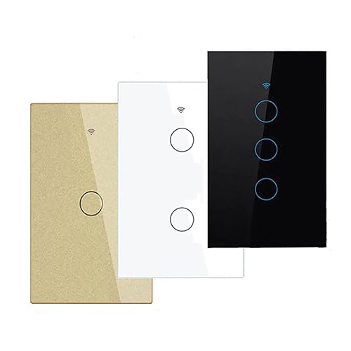 Miniatura 2 de Tuya WiFi Smart Wall Light Switch Pantalla de cristal Panel de sensor táctil Control eléctrico inalámbrico por control de voz Oro 3 bandas