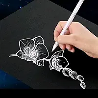 Kit 5 Canetas Gel Branca Premium, Ponta 0.8mm, para Micropigmentação, Design de Sobrancelhas, Desenhos Artísticos e Detalhamento Profissional, Secagem Rápida
