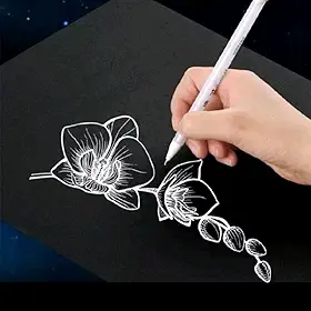 Kit 5 Canetas Gel Branca Premium, Ponta 0.8mm, para Micropigmentação, Design de Sobrancelhas, Desenhos Artísticos e Detalhamento Profissional, Secagem Rápida